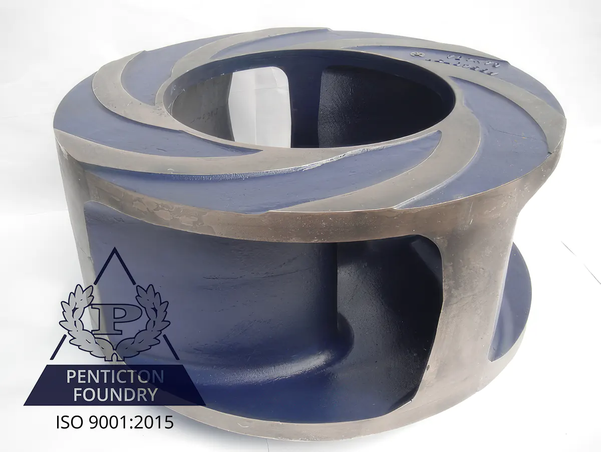 An ASTM A532 Class 3 Type A 30% chrome impeller used in the flue gas desulfurization industry