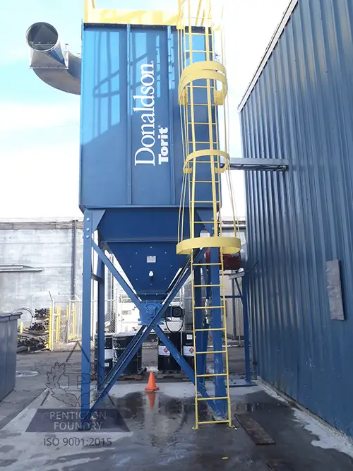 A baghouse used to collect waste and improve air quality