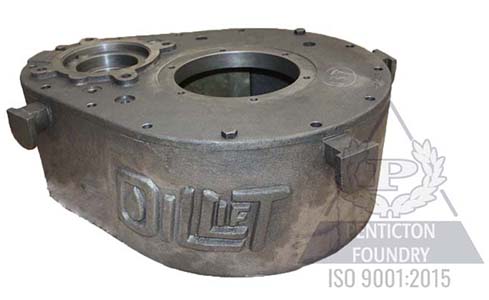 Ductile iron PC pump gear box and lid.