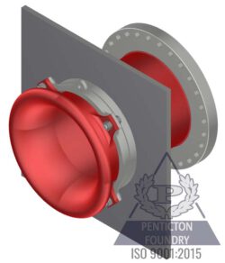 A discharge nozzle comprised of as in chrome white iron and steel